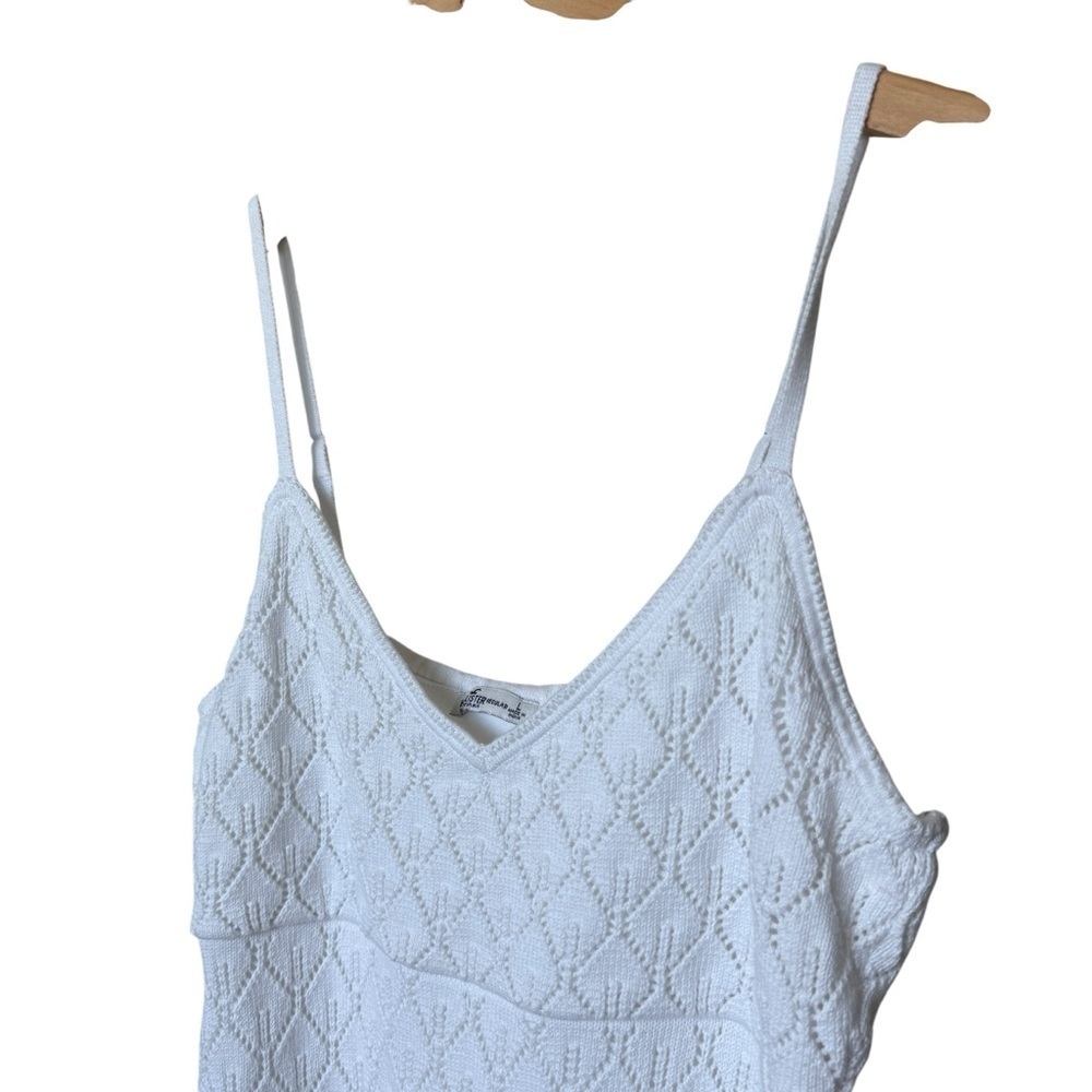 Hollister Women's Lace Crochet Knit Mini Dress White L Summer Sleeveless Casual - Picture 2 of 8